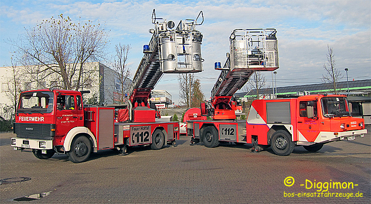 alte und neue Drehleiter der FF Bommern